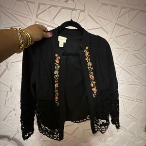 Chico's Black Embroidered Women's Jacket